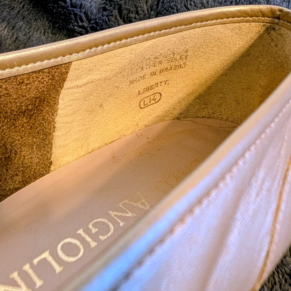 VTG Enzo Angiolini Gold Metallic Liberty Leather Flat Loafers Minimalist 90s - Picture 8 of 12